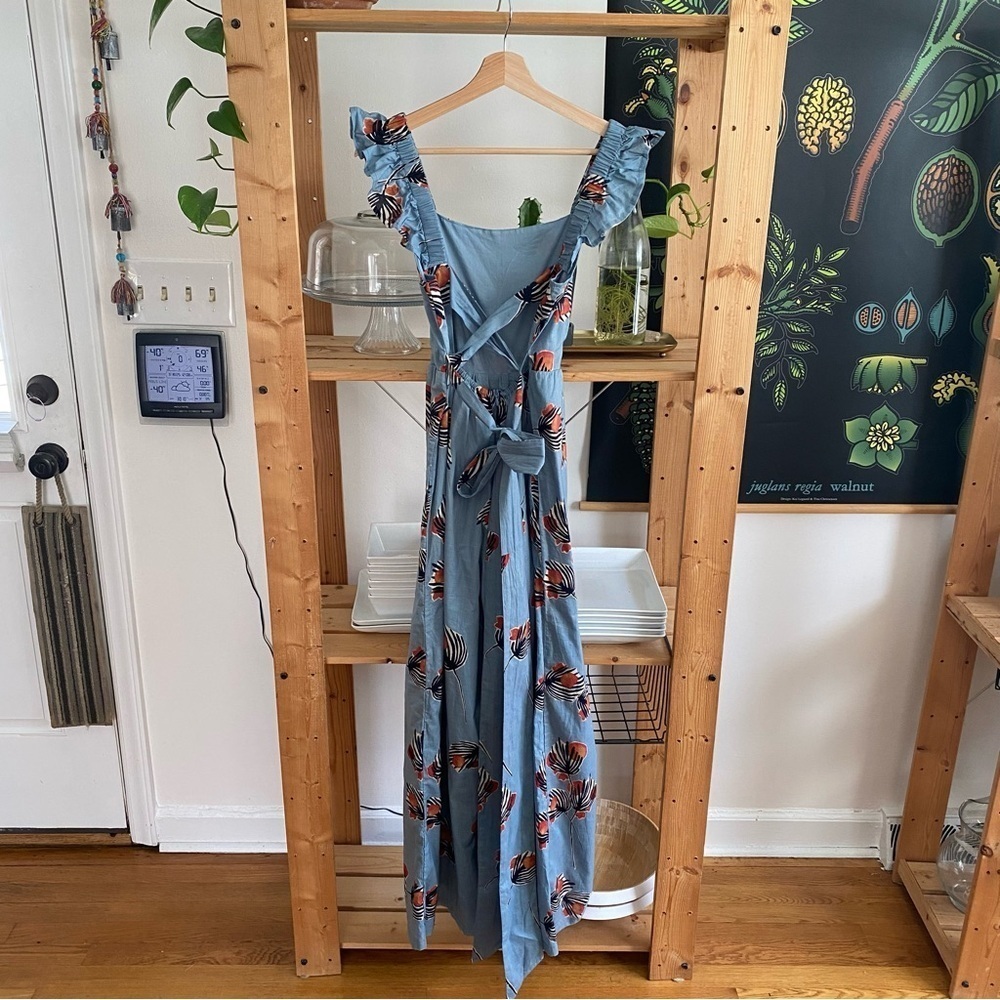 Anthropologie Bel Kazan Blue Red Floral Evie Jumpsuit XS - Picture 6 of 16